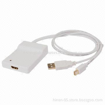 Mini Display-port + USB Audio to HDMI Adapter, Supports HDMI Resolution of Up to 1,080P